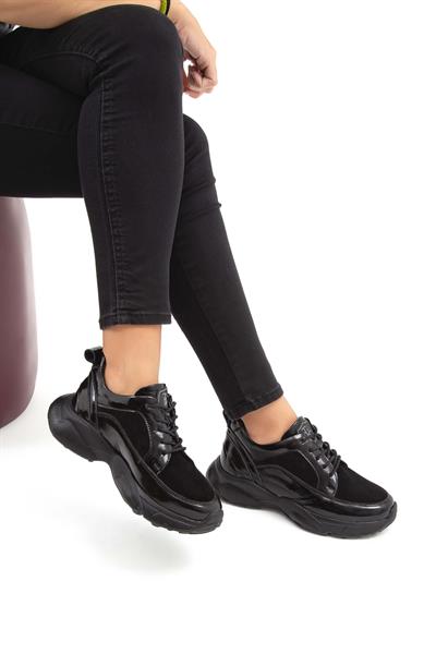 Tamer Tanca Kadın Hakiki Deri Siyah Sneakers & Spor Ayakkabı