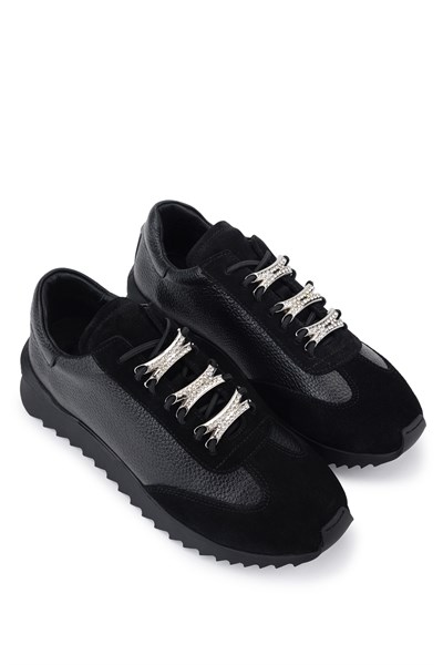 Tamer Tanca Kadın Hakiki Deri Siyah Sneakers & Spor Ayakkabı