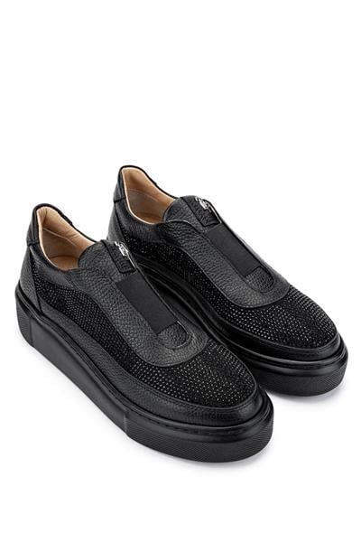 Tamer Tanca Kadın Hakiki Deri Siyah Sneakers & Spor Ayakkabı