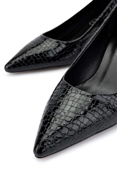 Tamer Tanca Kadın Hakiki Deri Siyah Stiletto Ayakkabı