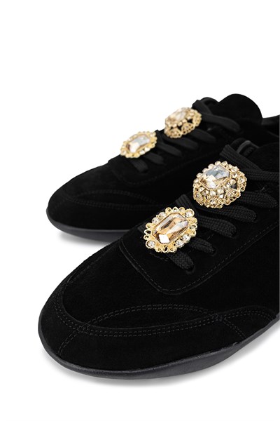 Tamer Tanca Kadın Hakiki Deri Siyah Süet Sneakers & Spor Ayakkabı