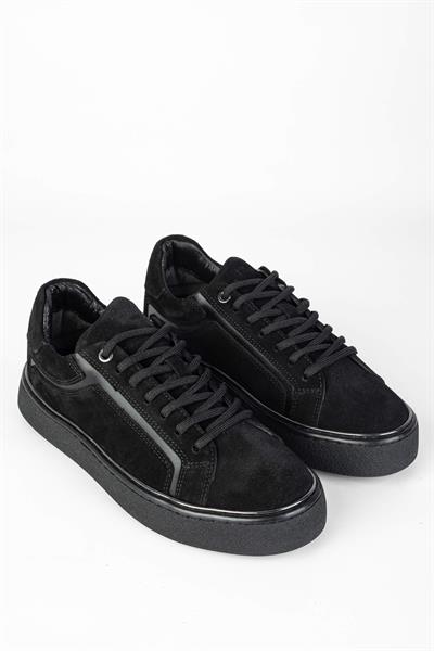 Tamer Tanca Kadın Hakiki Deri Siyah Süet Sneakers & Spor Ayakkabı