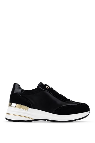 Tamer Tanca Kadın Hakiki Deri Siyah Süet Sneakers & Spor Ayakkabı
