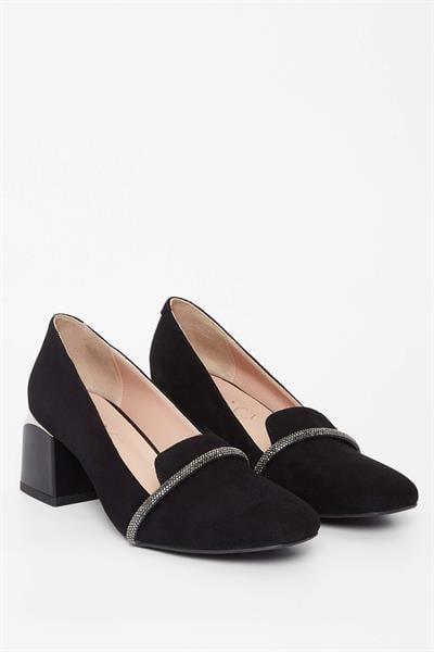 Tamer Tanca Kadın Hakiki Deri Siyah Süet Topuklu Ayakkabı