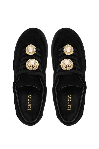 Tamer Tanca Kadın Hakiki Deri Siyah Süet Sneakers & Spor Ayakkabı