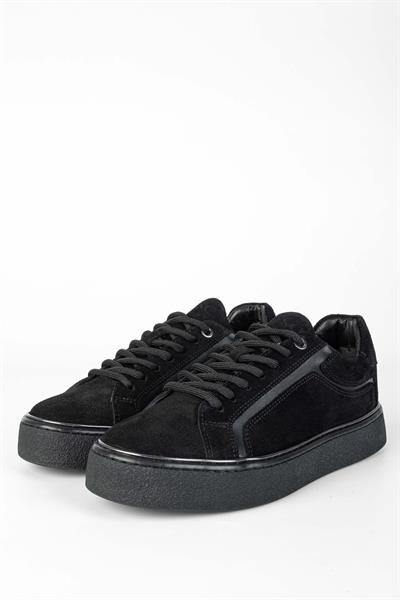 Tamer Tanca Kadın Hakiki Deri Siyah Süet Sneakers & Spor Ayakkabı