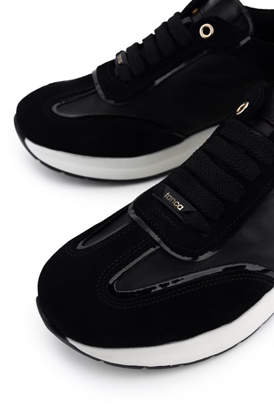 Tamer Tanca Kadın Hakiki Deri Siyah Süet Sneakers & Spor Ayakkabı