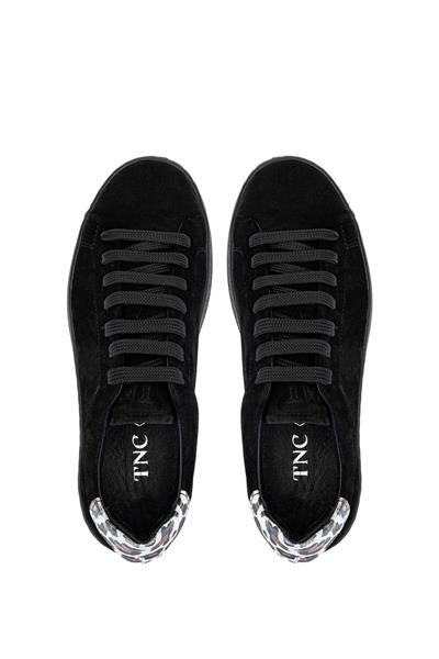 Tamer Tanca Kadın Hakiki Deri Siyah Süet/Siyah Beyaz Leopar Sneakers & Spor Ayakkabı