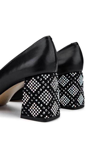 Tamer Tanca Kadın Hakiki Deri Siyah Topuklu Ayakkabı