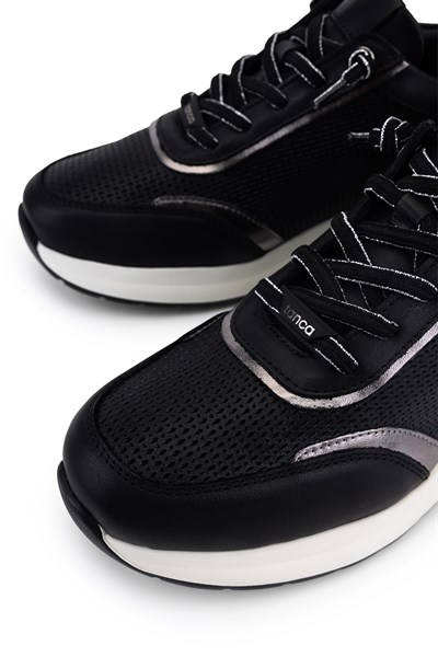 Tamer Tanca Kadın Hakiki Deri Siyah/Antrasit Sneakers & Spor Ayakkabı