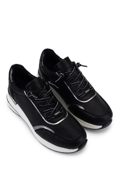 Tamer Tanca Kadın Hakiki Deri Siyah/Antrasit Sneakers & Spor Ayakkabı