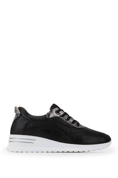 Tamer Tanca Kadın Hakiki Deri Siyah/Antrasit Sneakers & Spor Ayakkabı