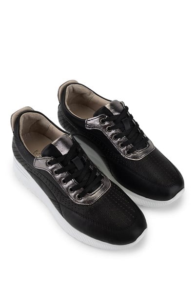 Tamer Tanca Kadın Hakiki Deri Siyah/Antrasit Sneakers & Spor Ayakkabı