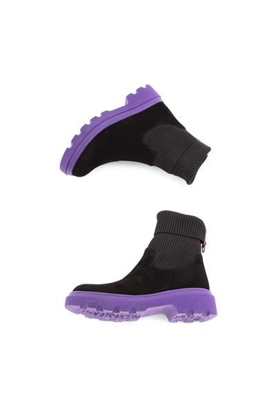 Tamer Tanca Kadın Hakiki Deri Siyah/Mor Casual Bot