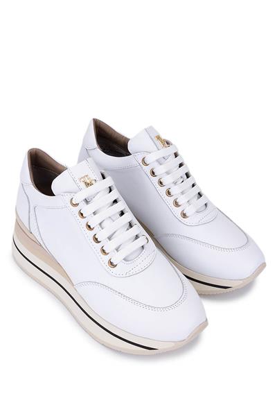 Tamer Tanca Kadın Hakiki Deri Krem Sneakers & Spor Ayakkabı