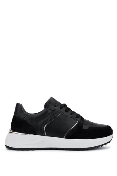 Tamer Tanca Kadın Hakiki Deri Siyah Süet Sneakers & Spor Ayakkabı
