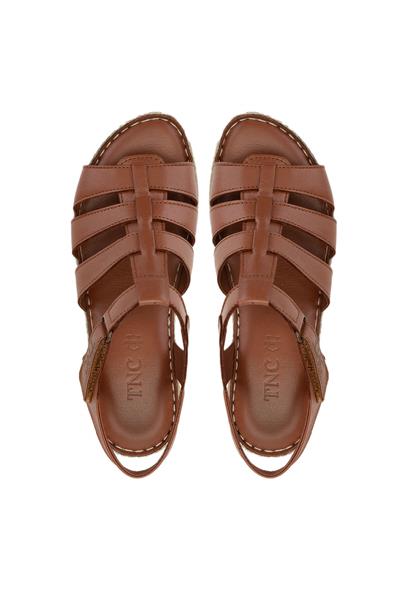 Tamer Tanca Kadın Hakiki Deri Taba Comfort Sandalet