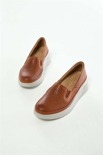 Tamer Tanca Kadın Hakiki Deri Taba Comfort Ayakkabı