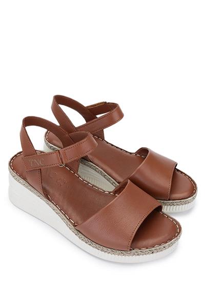 Tamer Tanca Kadın Hakiki Deri Taba Comfort Sandalet