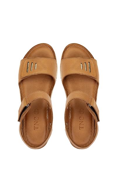 Tamer Tanca Kadın Hakiki Deri Taba Deri Düz Sandalet