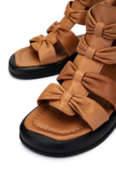 Tamer Tanca Kadın Hakiki Deri Taba Düz Sandalet