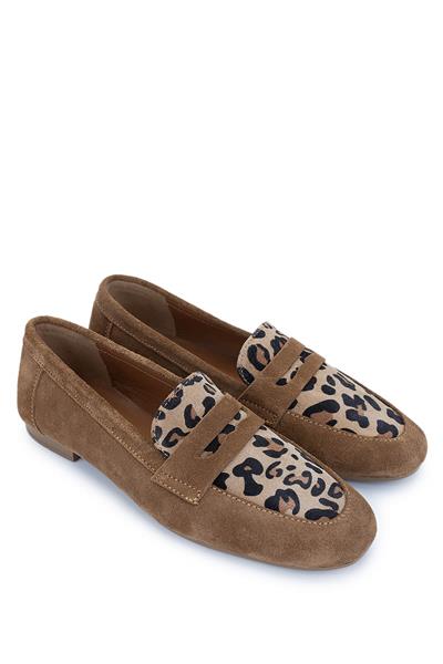 Tamer Tanca Kadın Hakiki Deri Taba Süet Loafer Ayakkabı