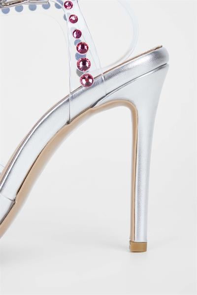 Tamer Tanca Kadın Hakiki Deri Gümüş Topuklu Ayakkabı