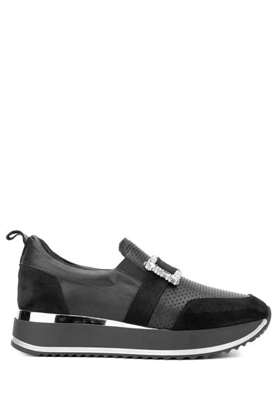 Tamer Tanca Kadın Hakiki Siyah Deri Sneakers & Spor Ayakkabı