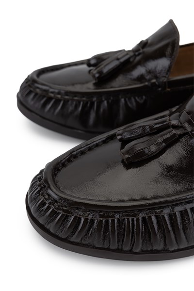 Tamer Tanca Kadın Kahverengi Rugan Loafer Ayakkabı
