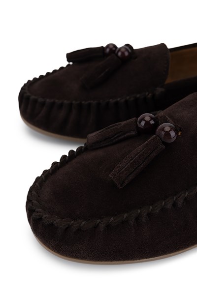 Tamer Tanca Kadın Kahverengi Süet Loafer Ayakkabı