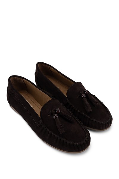 Tamer Tanca Kadın Kahverengi Süet Loafer Ayakkabı
