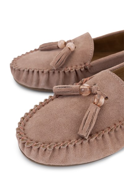 Tamer Tanca Kadın Pudra Süet Loafer Ayakkabı