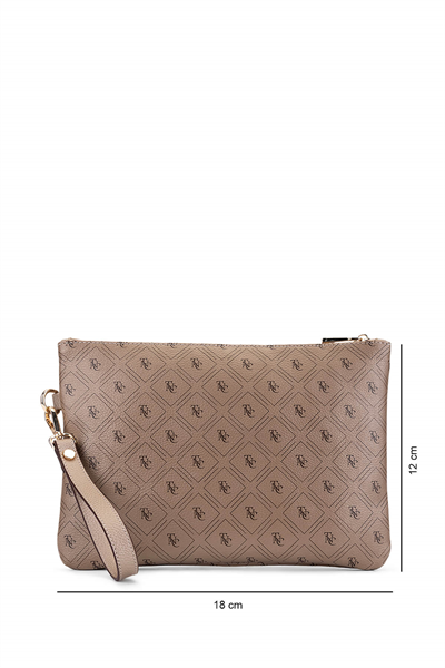 Tamer Tanca Kadın Suni Deri Altın Desen Clutch Çanta
