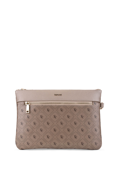 Tamer Tanca Kadın Suni Deri Altın Desen Clutch Çanta