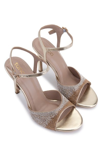 Tamer Tanca Kadın Suni Deri Altın Topuklu Ayakkabı
