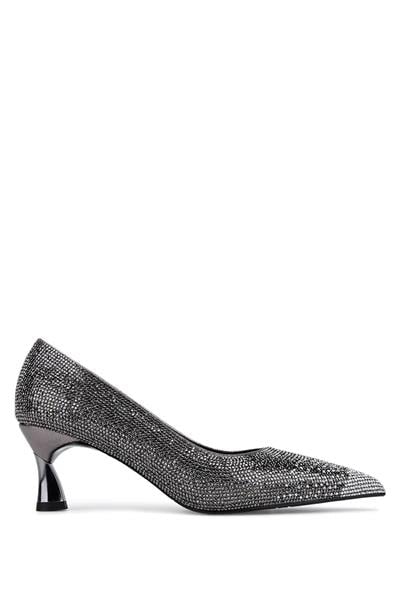 Tamer Tanca Kadın Suni Deri Antrasit Topuklu Ayakkabı