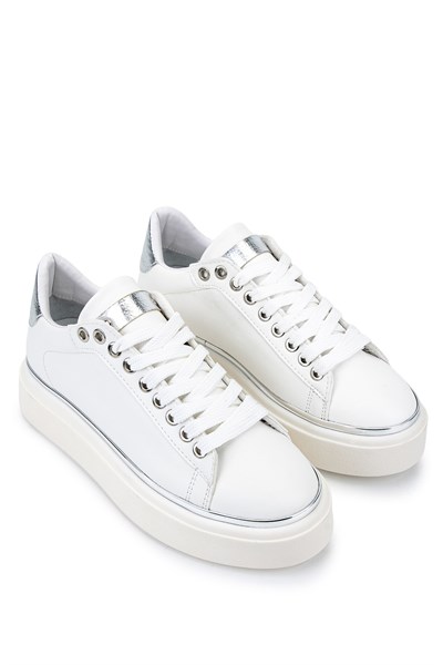 Tamer Tanca Kadın Suni Deri Beyaz/Gümüş Sneakers & Spor Ayakkabı
