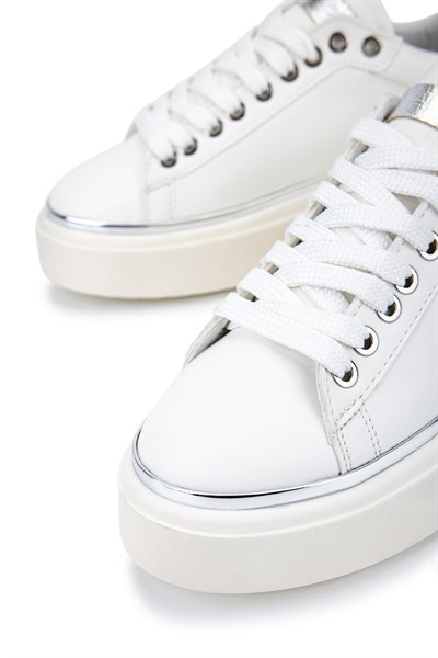 Tamer Tanca Kadın Suni Deri Beyaz/Gümüş Sneakers & Spor Ayakkabı