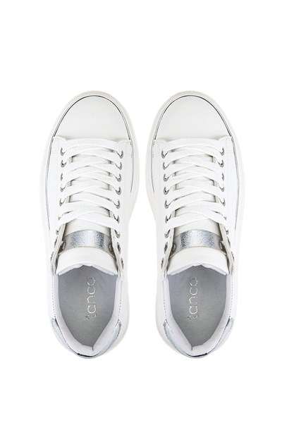 Tamer Tanca Kadın Suni Deri Beyaz/Gümüş Sneakers & Spor Ayakkabı