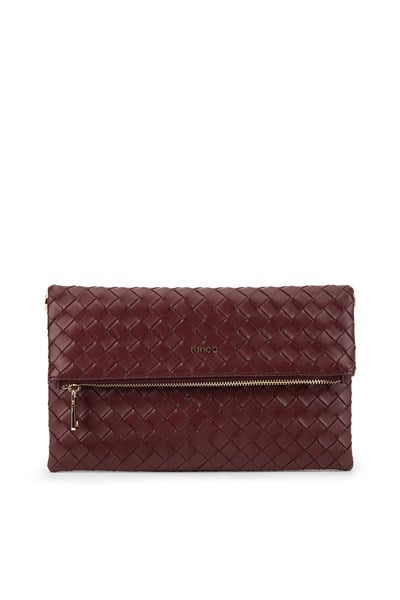 Tamer Tanca Kadın Suni Deri Bordo Clutch Çanta