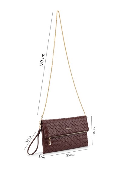 Tamer Tanca Kadın Suni Deri Bordo Clutch Çanta
