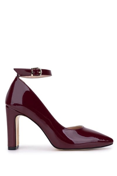 Tamer Tanca Kadın Suni Deri Bordo Rugan Topuklu & Stiletto Ayakkabı