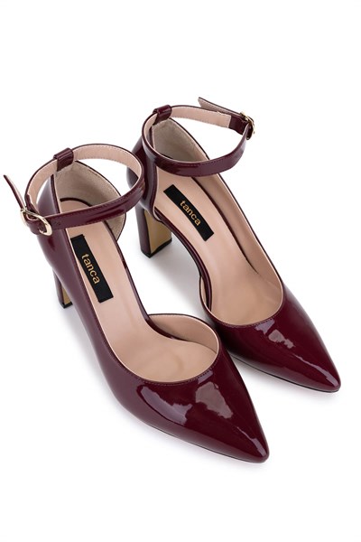 Tamer Tanca Kadın Suni Deri Bordo Rugan Topuklu & Stiletto Ayakkabı