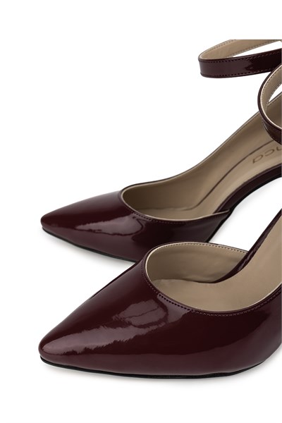 Tamer Tanca Kadın Suni Deri Bordo Rugan Topuklu & Stiletto Ayakkabı