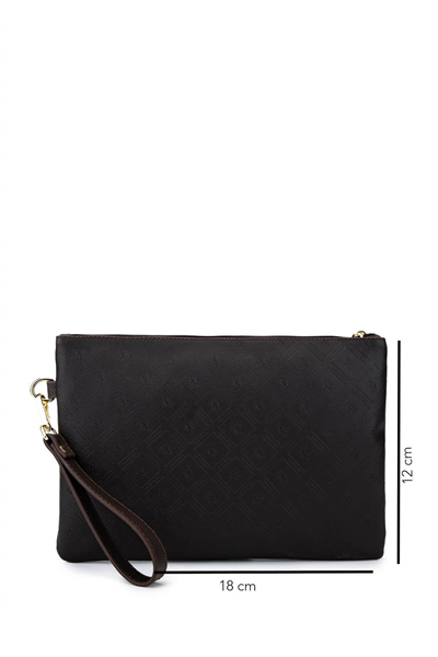 Tamer Tanca Kadın Suni Deri Kahverengi Clutch Çanta