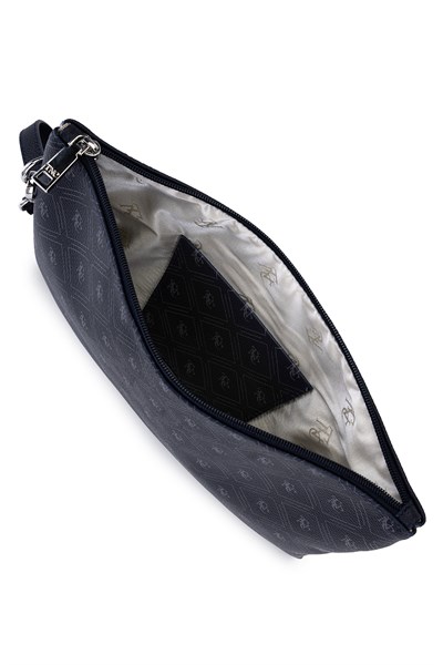 Tamer Tanca Kadın Suni Deri Lacivert Desen Clutch Çanta