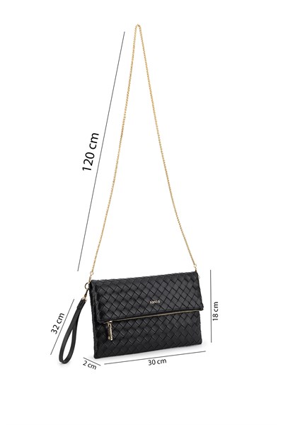 Tamer Tanca Kadın Suni Deri Siyah Clutch Çanta