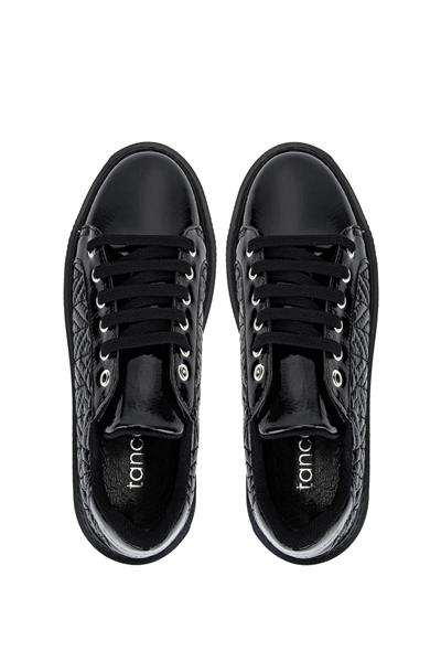Tamer Tanca Kadın Suni Deri Siyah Rugan Sneakers & Spor Ayakkabı