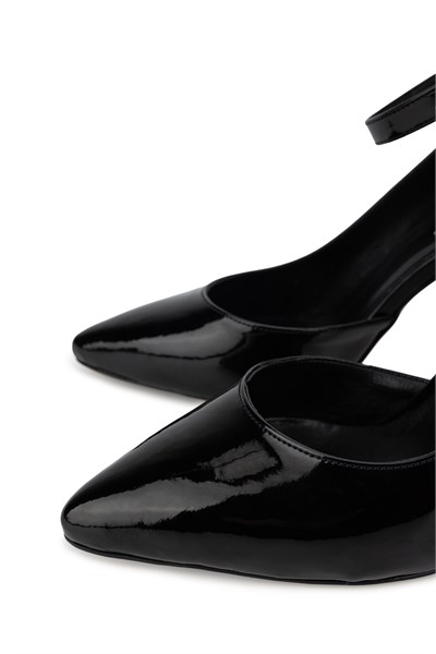 Tamer Tanca Kadın Suni Deri Siyah Rugan Topuklu & Stiletto Ayakkabı