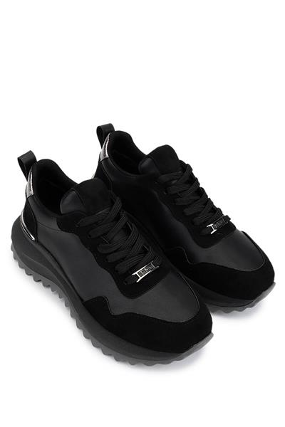 Tamer Tanca Kadın Suni Deri Siyah Süet/Antrasit Sneakers & Spor Ayakkabı